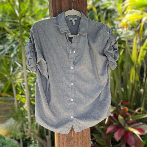 JOIE super soft lightweight cotton button down blouse sz XS - Picture 9 of 12